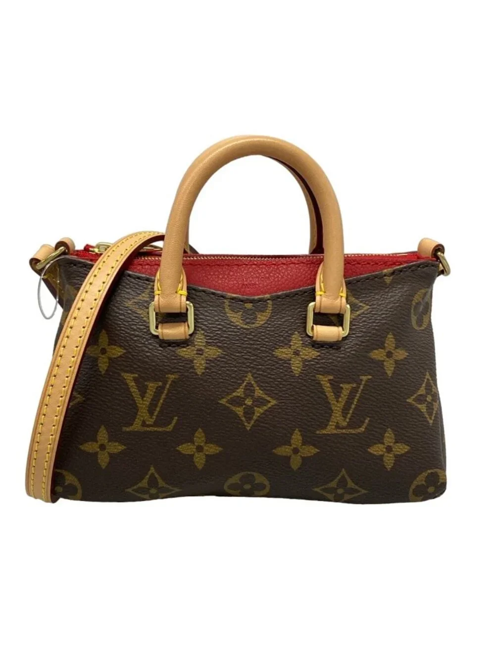 Louis Vuitton Shoulder Bag Monogram Nano Pallas Cerise Leather